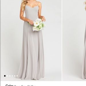 SHOW ME YOUR MUMU GODSHAW GODDESS GOWN / DOVE GREY CHIFFON